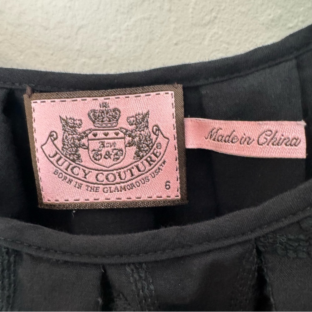 JUICY COUTURE Embroidered Shift Dress Black 100% Cotton A-Line Scoop Neck Size 6 - Picture 2 of 15